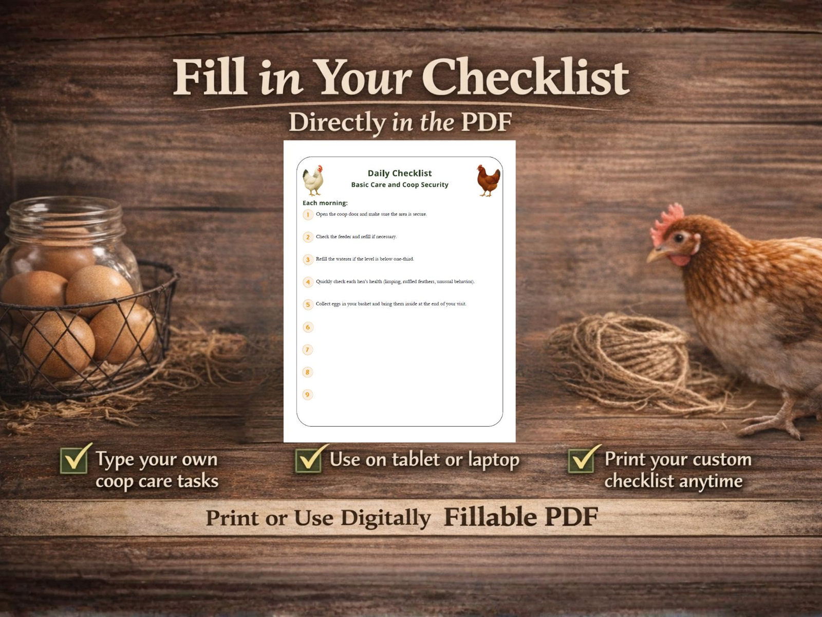 Preview of the free chicken care checklists