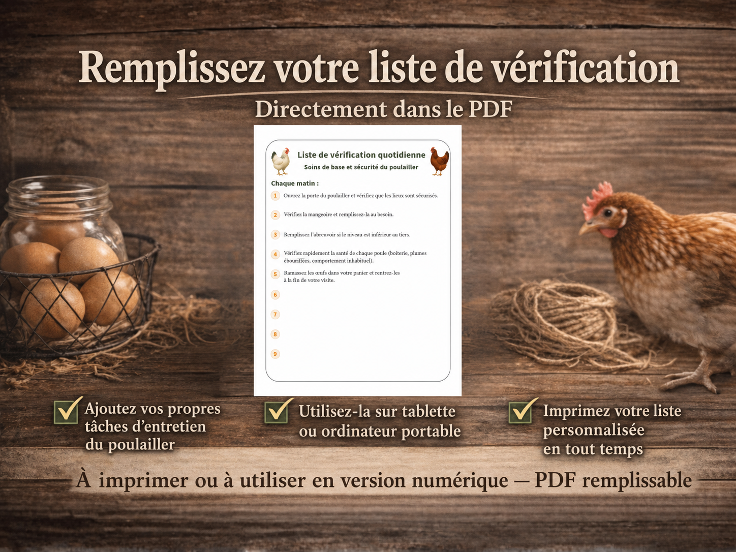 Aperçu des listes de vérification gratuites du poulailler