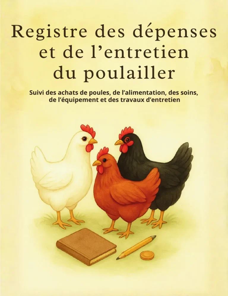 Couverture du registre des dépenses et d’entretien du poulailler