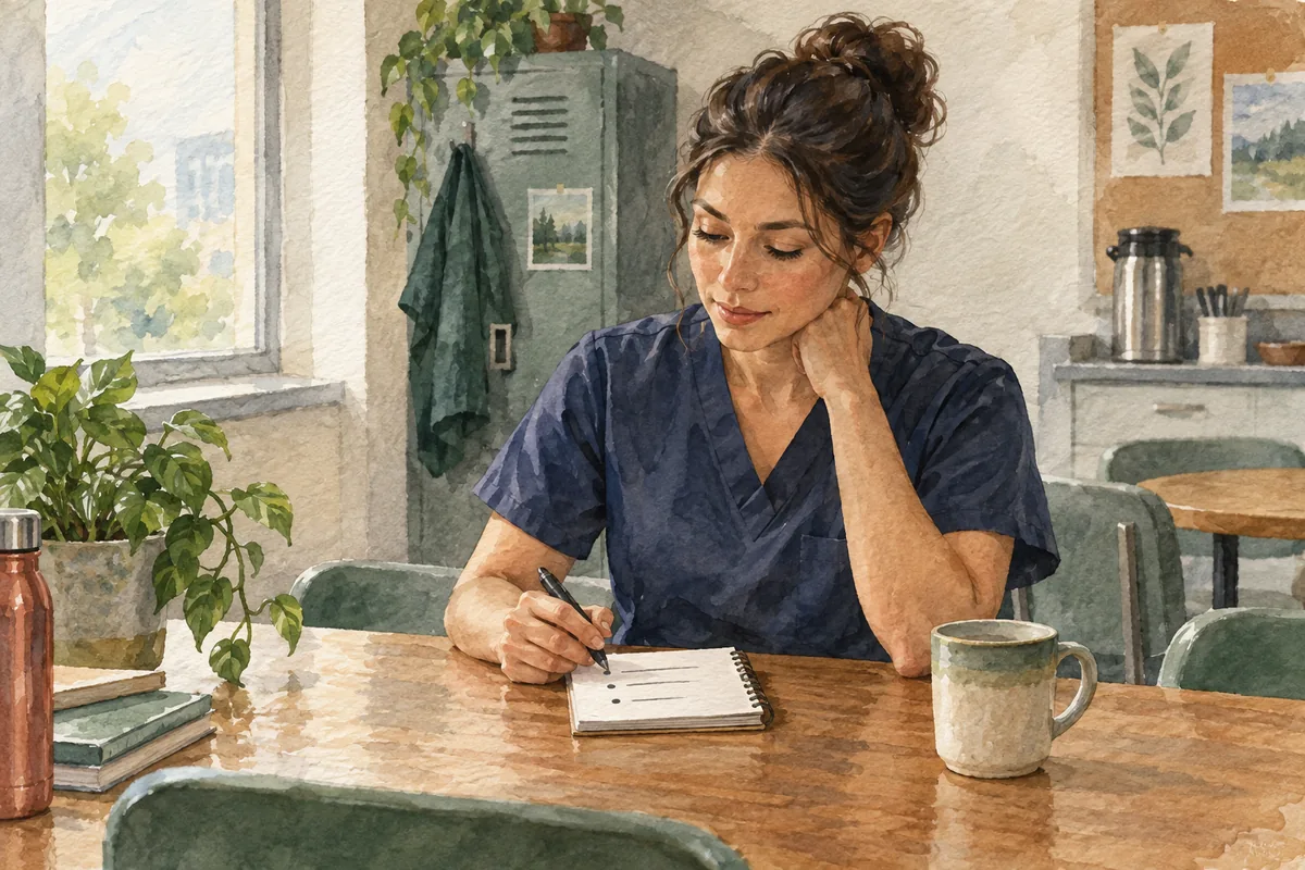 Une professionnelle de la santé note les faits et son objectif avant une discussion délicate